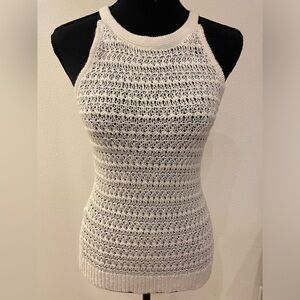 LOFT Crochet Knit Halter Top in Ivory - Size XS